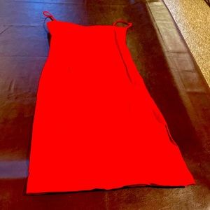 Red spandex dress.